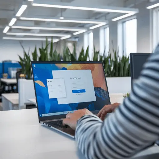 Employee using laptop to access MySainsburys portal